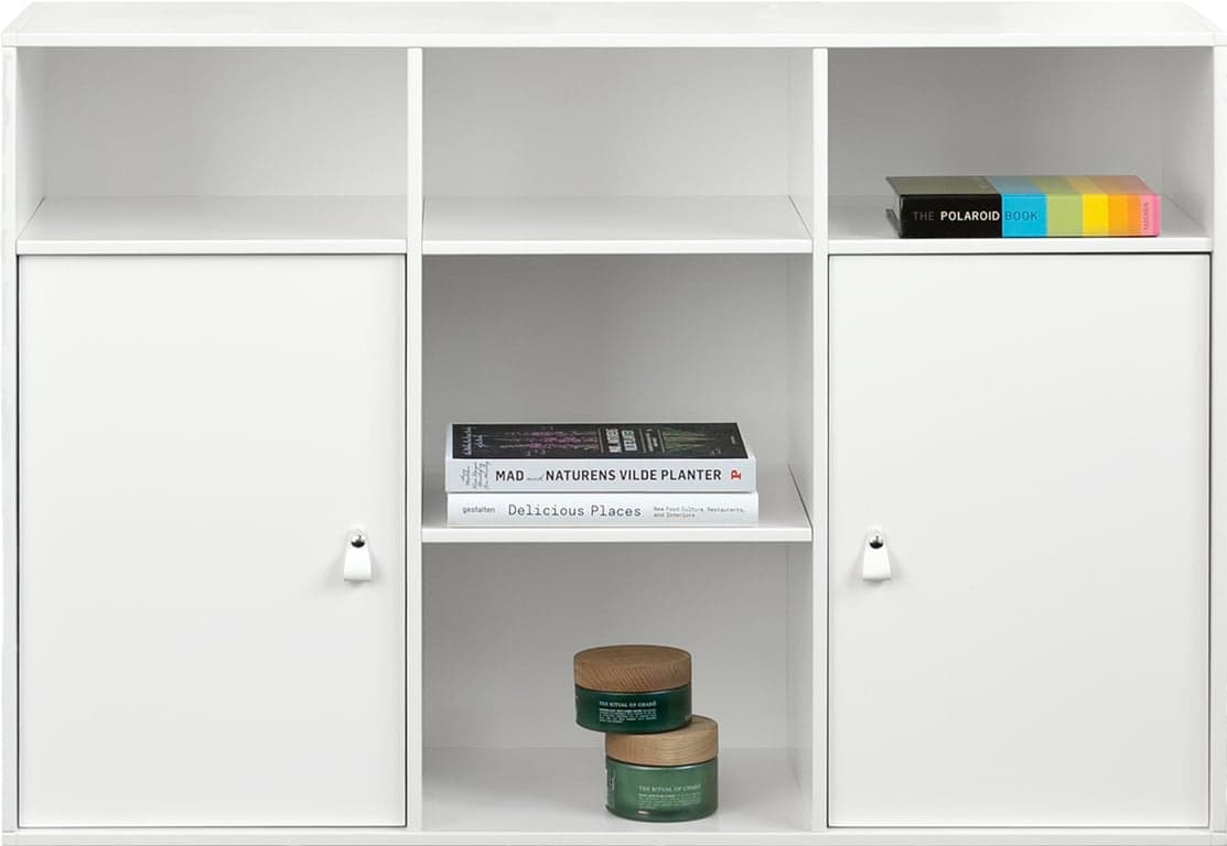 Bilde av Square oppsett 184 skjenk (106 x 34 x H71 cm. Modulsystem oppsett 184. En enkel liten skjenk med 2 dører og små rom øverst. Leveres med list for oppheng på vegg.)