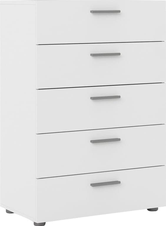 Bilde av Pepe kommode (70 x 40, H 102 cm med 5 skuffer, hvit)