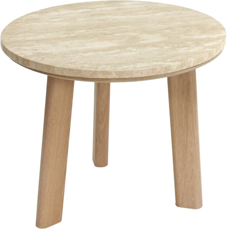 $Bilde av Hilton sofabord Ø60 H55 cm (travertin/hvitoljet heltre eik)