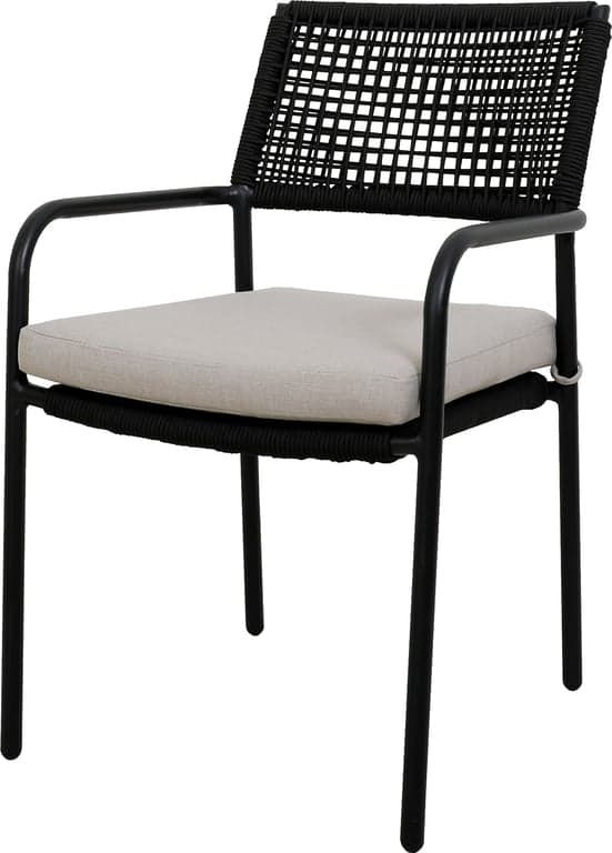 Bilde av Mandal stablestol (Svart m/svart tauflett og beige pute)