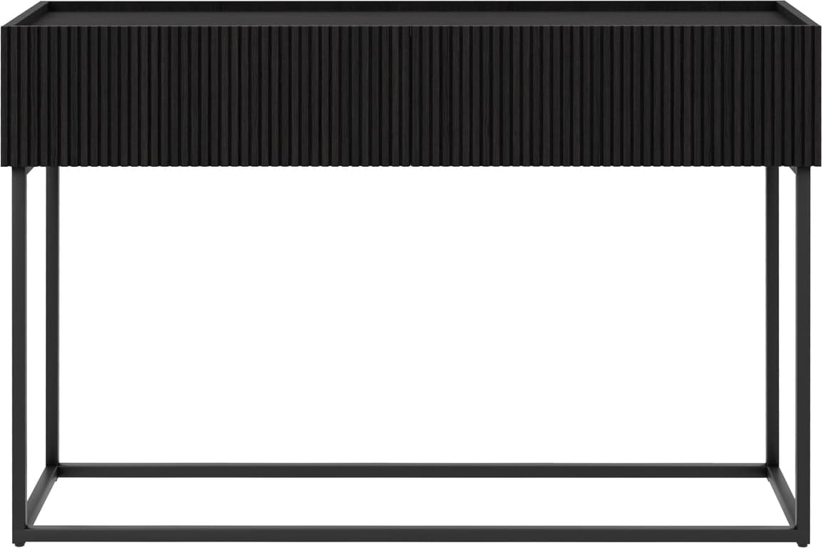 Bilde av Linea konsollbord (123 x 35, H 82 cm, med metallben, svartlakkert)