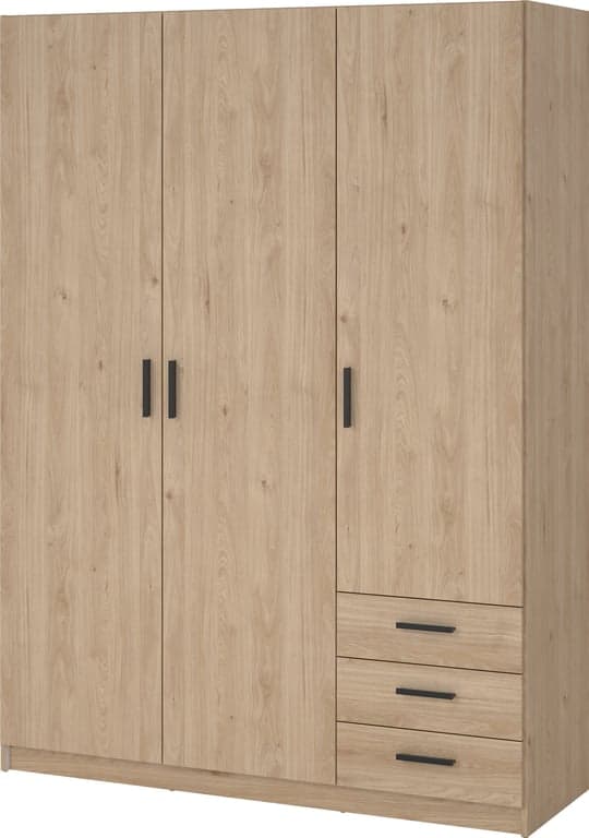 Bilde av Sprint garderobeskap   (147 x 50, H 200 cm , med 3 dører og 3 skuffer natur)