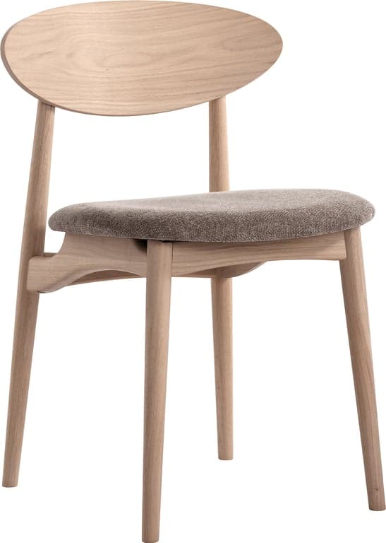 $Bilde av Japandi spisestol (tekstil Impala taupe, heltre eik hvitoljet)