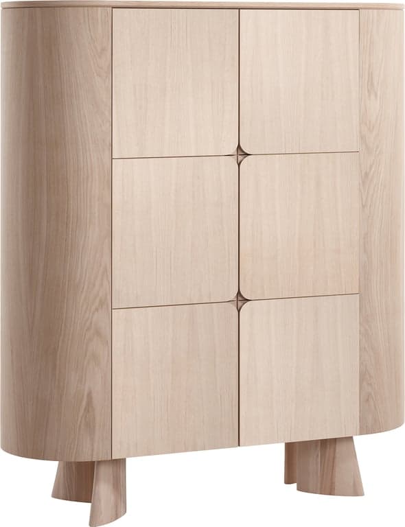 Bilde av Japandi høy skjenk (120 x 45 H140 cm, hvitoljet)