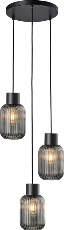 Bilde av Ina taklampe (3 lys, sort/røkfarget  )