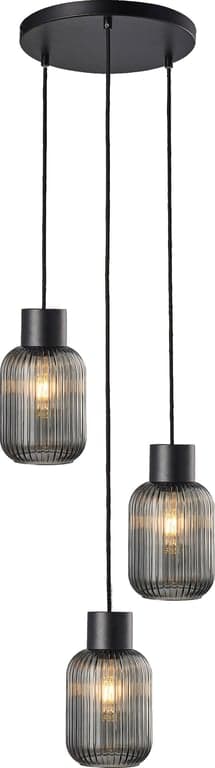 Bilde av Ina taklampe (3 lys, svart/røkfarget  )