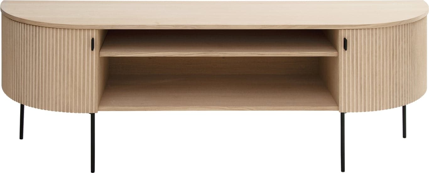 Bilde av Linea buet TV-benk (180 x 40, H 55 cm, hvitoljet)