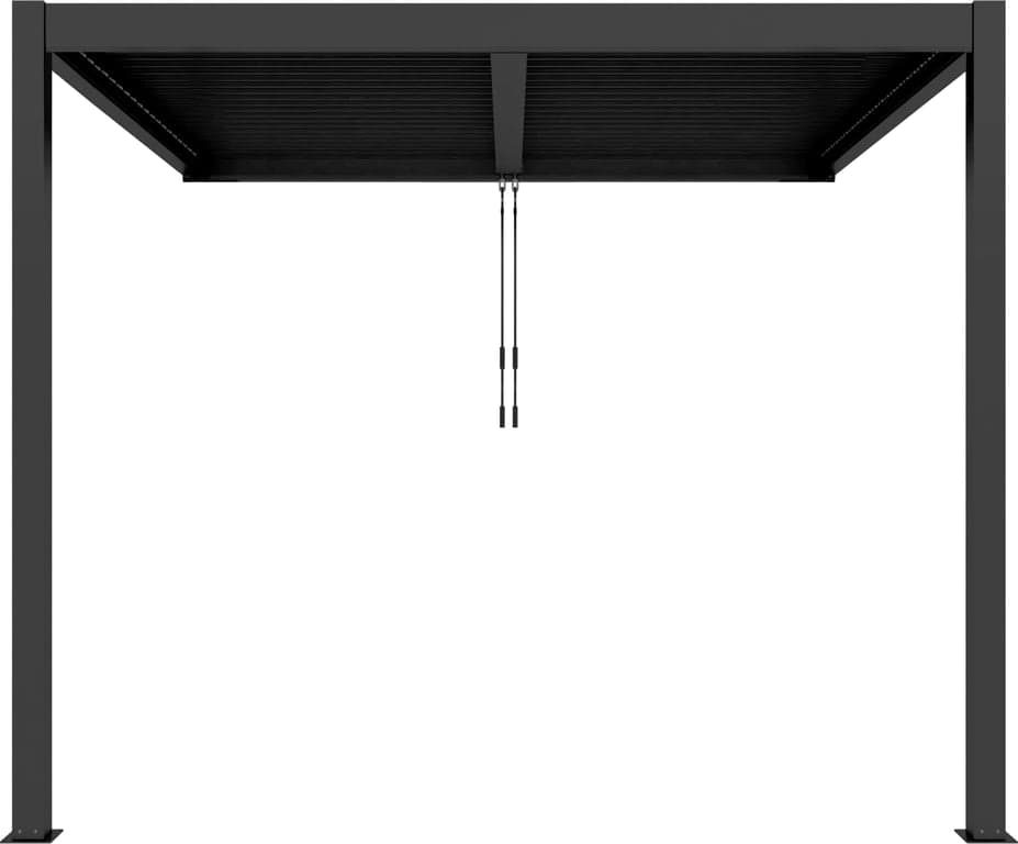 Bilde av Pergola veggmontert 4x3m m/LED-lys  (H: 230 cm, svart m/tak)