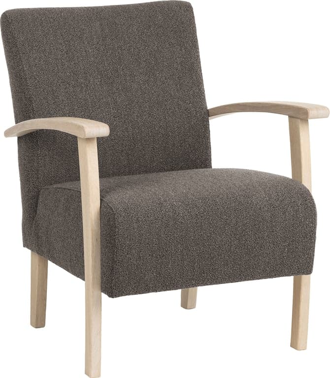 Bilde av Elise stol (Stoff Alpine 15 Brown m/armlen i hvitoljet eik)