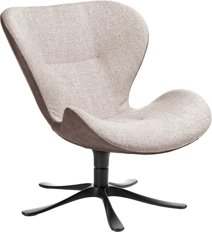 Bilde av Conform Daisy lenestol (Mix hud Grizzly antracit/ Marilyn beige, svart aluminiumsfot med sving)