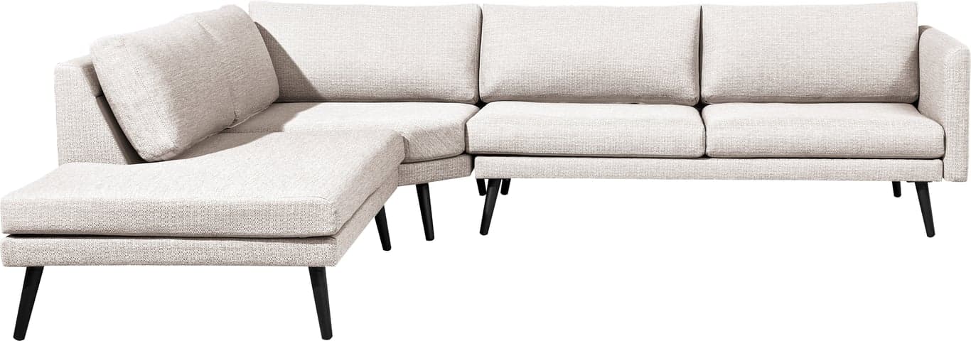 $Bilde av Hjellegjerde hagesofa (Hjørnesofa m/åpen ende til venstre sett forfra, grå m/svarte ben)