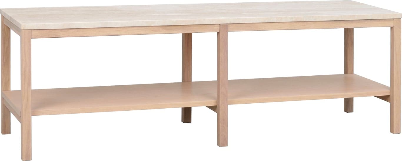 $Bilde av Orwel konsollbord lav (140xH45 beige travertin/hvitpigmentert eik)