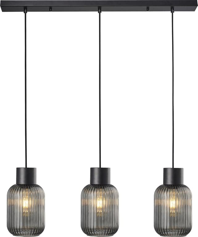 Bilde av Ina taklampe (3 lys på skinne, sort/røkfarget  )