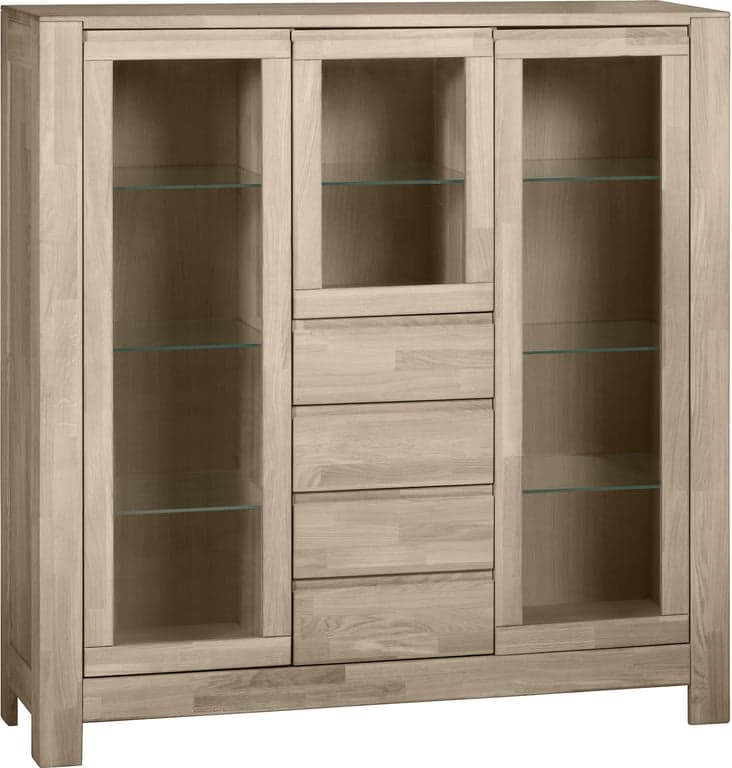 Bilde av Lugano vitrineskap (135 x 41, H 140 cm, gråoljet heltre eik)