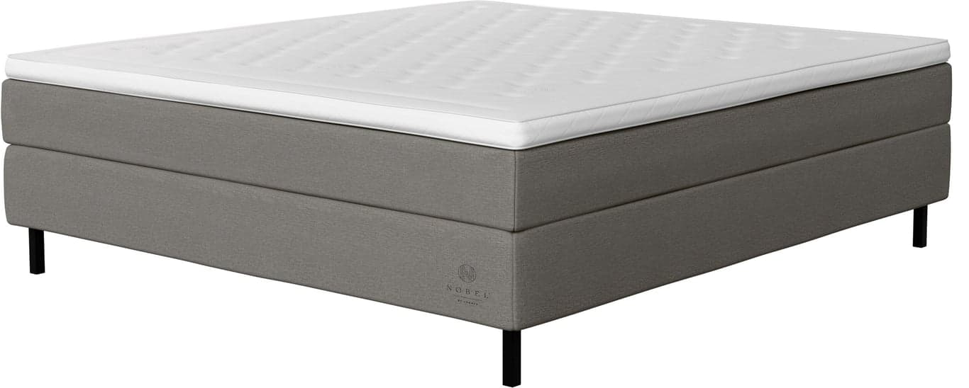 $Bilde av Nobel by Jensen kontinentalseng 150x200 (Tekstil Linen 142, medium/fast liggekomfort, inkludert overmadrass og svarte metallben)
