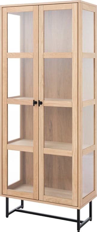 Bilde av Embla vitrineskap (80 x 40, H 195 cm, hvitoljet, inkl lys)