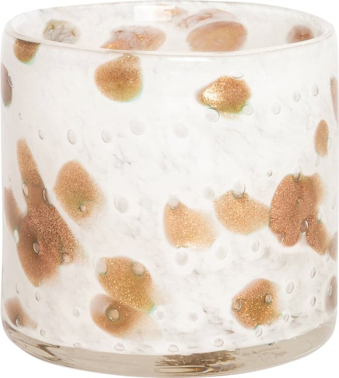 Bilde av Lama telysholder (glass hvit m gull)