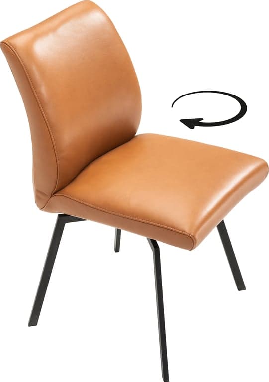 $Bilde av Beta regulerbar spisestol (med sving og understell i svart stål, hud semianilin 376 light cognac)