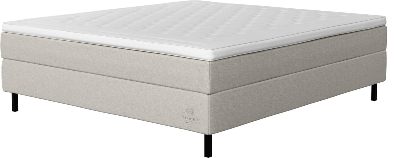 $Bilde av Nobel by Jensen kontinentalseng 180x200 (Tekstil Bright 630, medium/fast liggekomfort, inkludert overmadrass og svarte metallben)