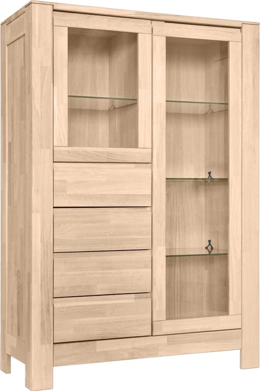 Bilde av Lugano vitrineskap (95 x 41, H 140 cm, hvitoljet heltre eik)