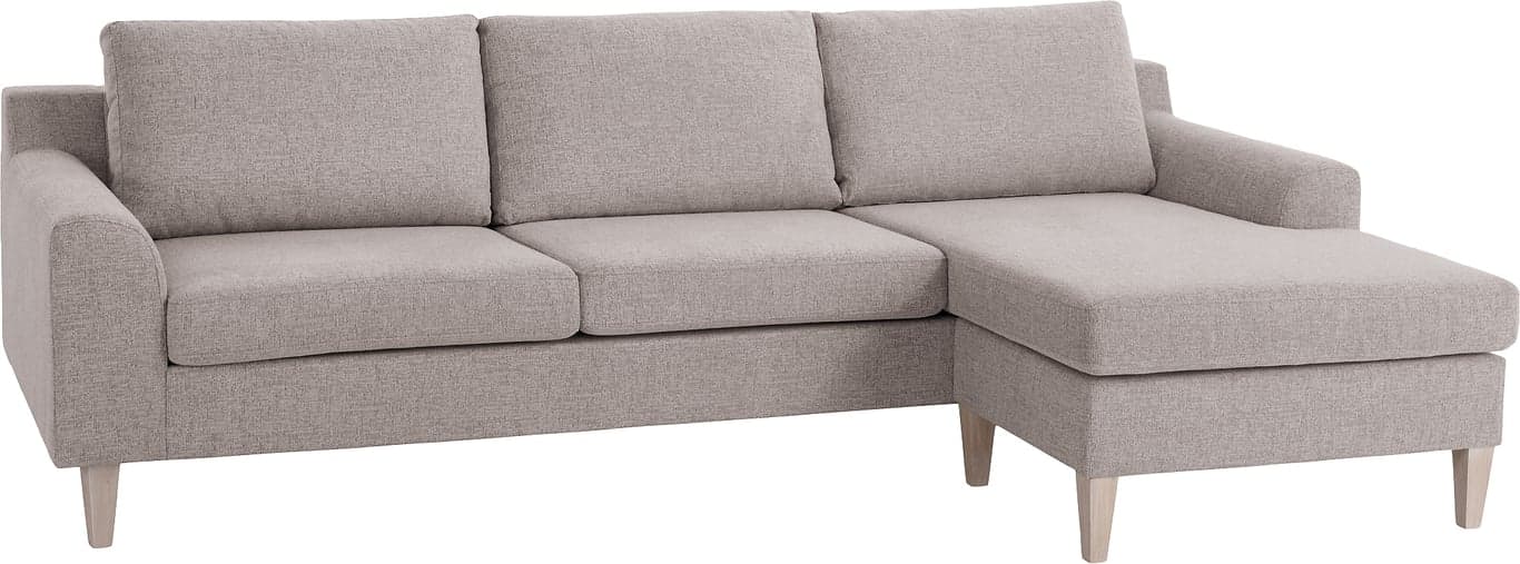 $Bilde av Freya 3-seter sofa   (Med vendbar sjeselong i stoff Beatto 10/27 light grey  med treben i hvitoljet eik)
