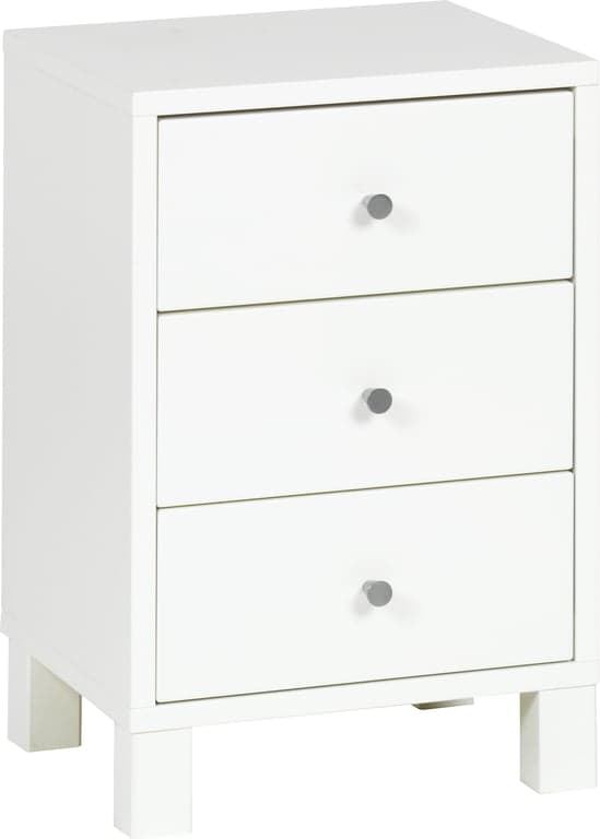 Bilde av Fia nattbord (38 x 33, H 57 cm med 3 skuffer hvit)