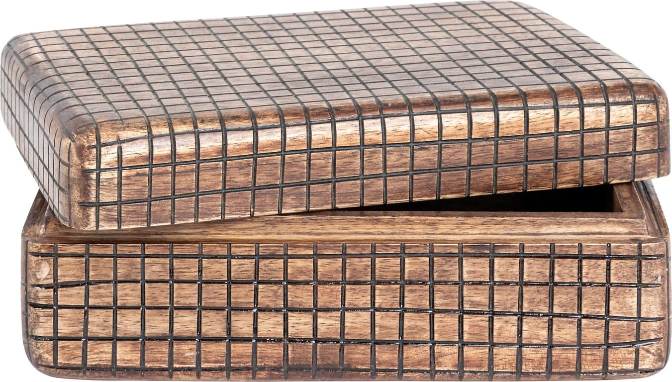 Bilde av Lama Leuven treboks liten (20 x 14 cm, rutemønstret)