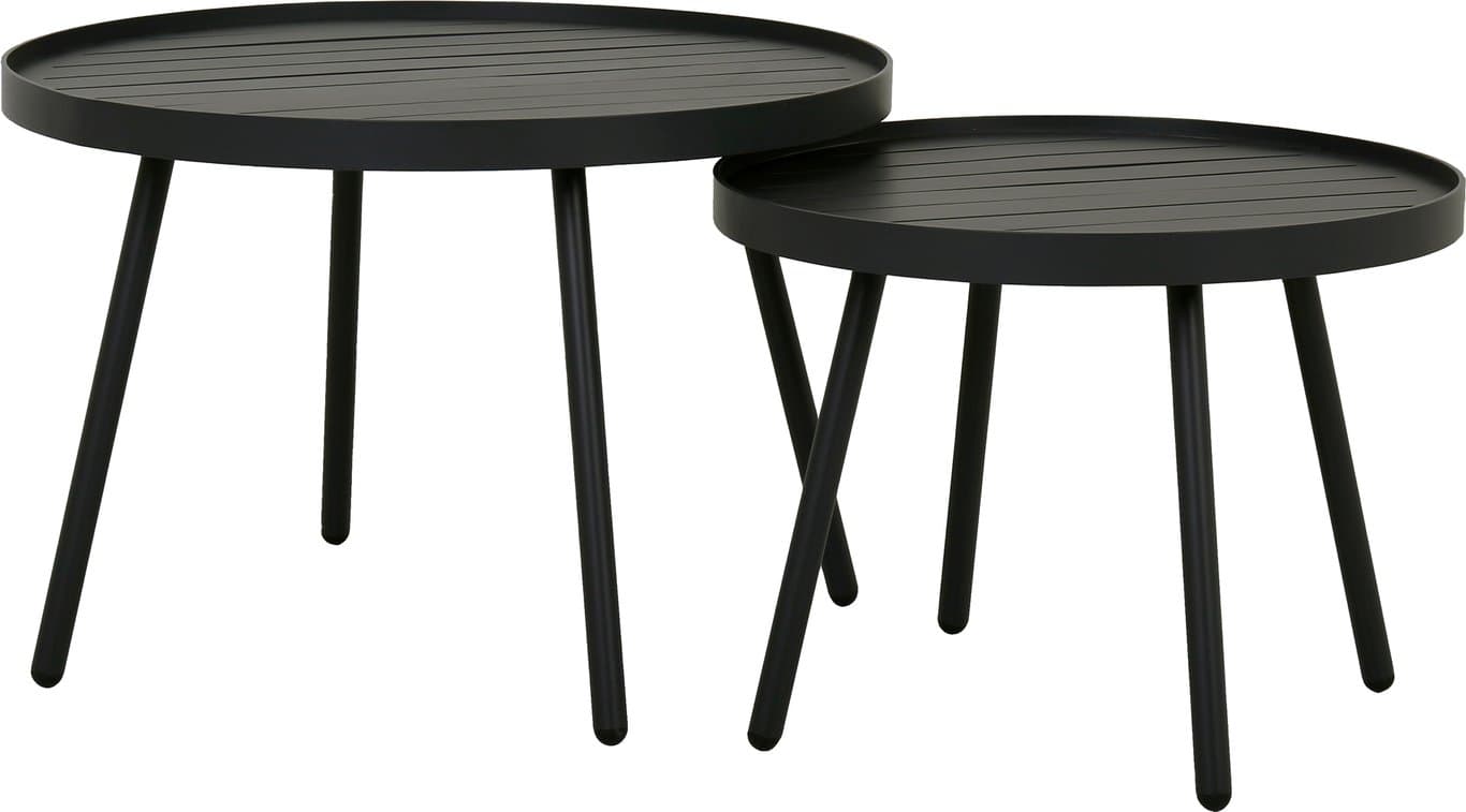 Bilde av Badlona bordsett (Ø: 75 H: 60 cm + Ø: 51 H: 45 cm, svart)