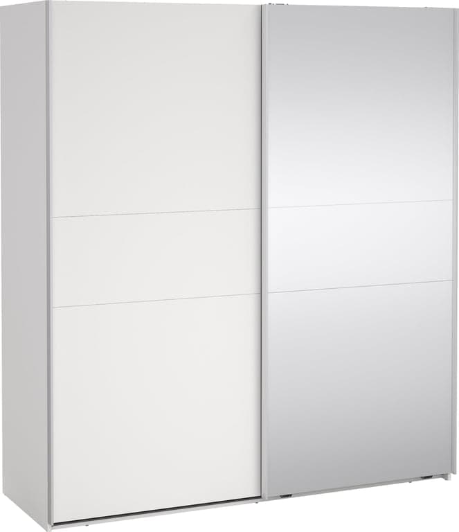 Bilde av Como skyvedørsgarderobe 180x200cm (Hvit, med 1 hvit dør og 1 speildør)