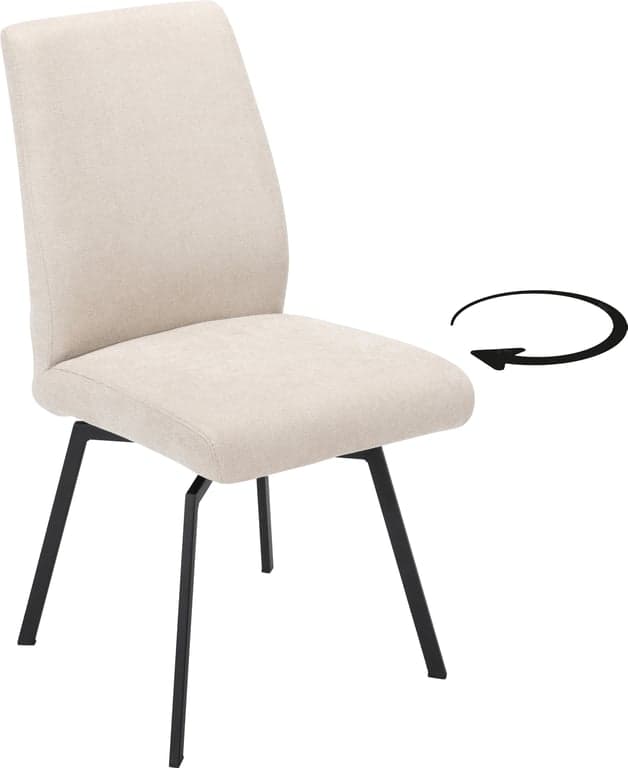 Bilde av Alfa regulerbar spisestol (med sving og understell i svart stål, stoff Bloq Beige 3460)