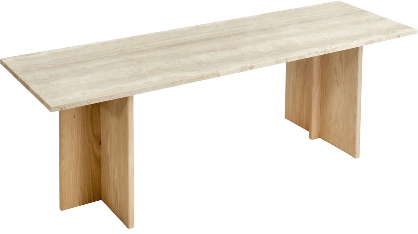 $Bilde av Prince sofabord 150x50 H45 cm (travertin/hvitpigmentert eik)