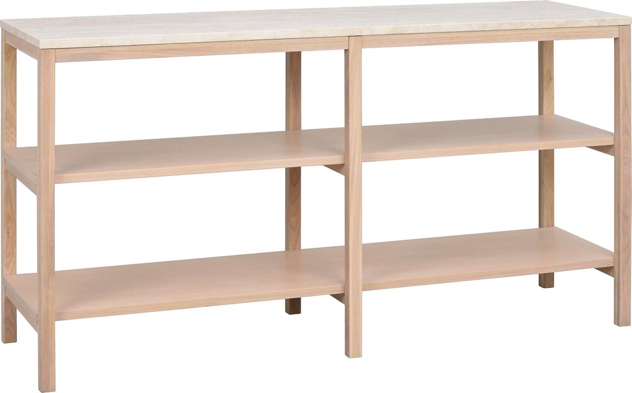 Bilde av Orwel konsollbord (140xH75 beige travertin/hvitpigmentert eik)