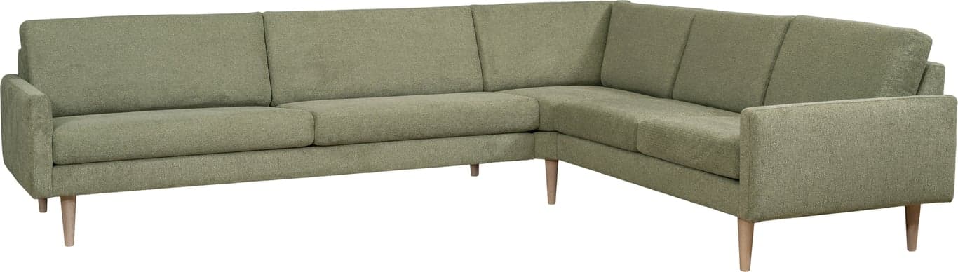 $Bilde av Hjellegjerde Høy hjørnesofa (armlen 23 + 3,5 seter duo + lite hjørne + 2,5 seter + arm 23, stoff Perolly eucalyptus)