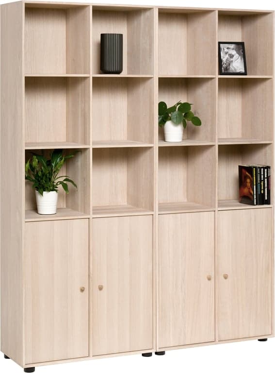 Bilde av Square bokreol hvitoljet (B: 142 H: 178 D: 34 cm. Modulsystem oppsett 192.)