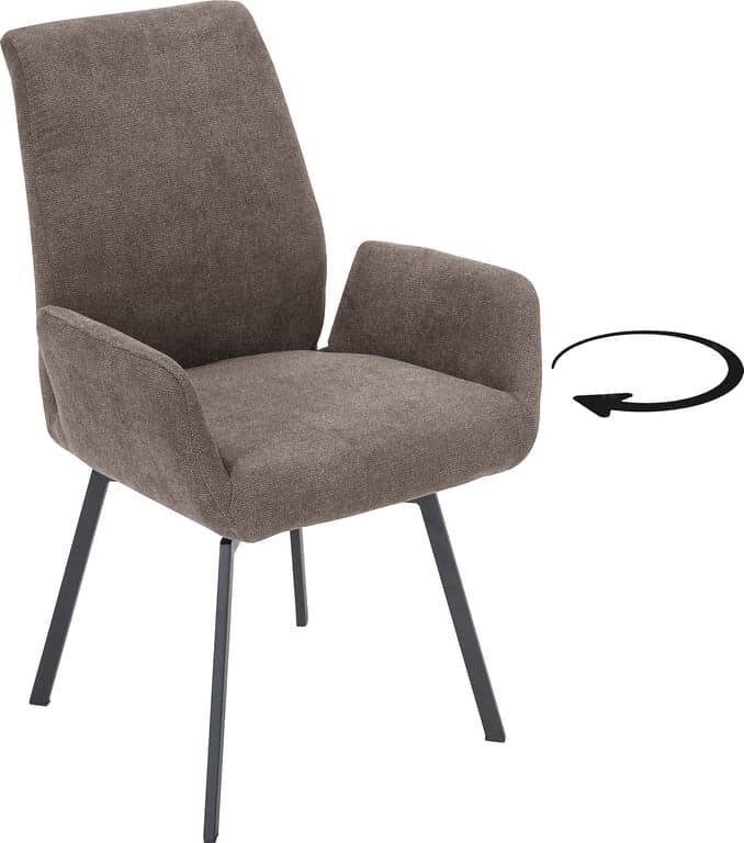 Bilde av Charlie regulerbar spisestol (med sving og understell i svart stål, stoff Bloq Brun 3462)