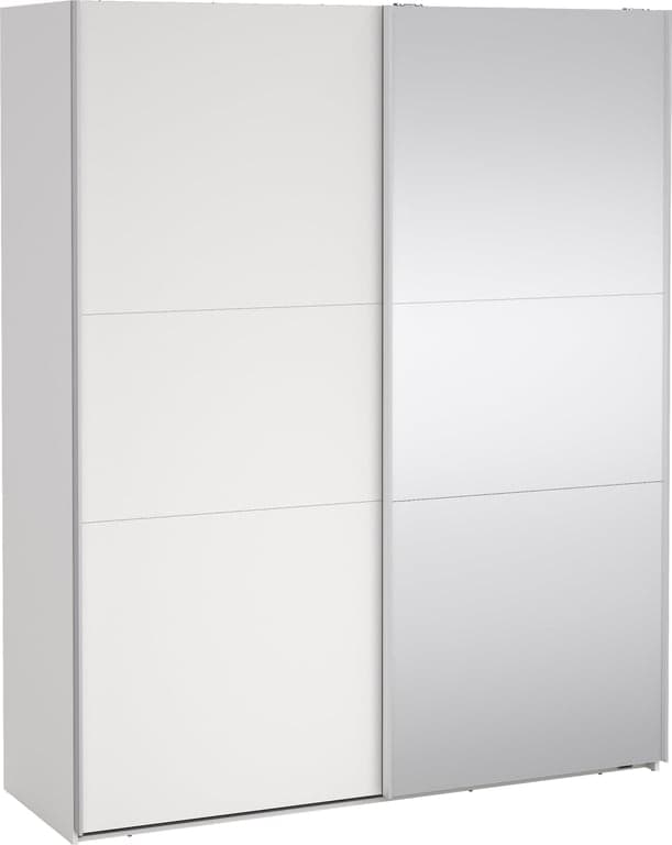 Bilde av Como skyvedørsgarderobe 180x220cm (Hvit, med 1 hvit dør og 1 speildør)