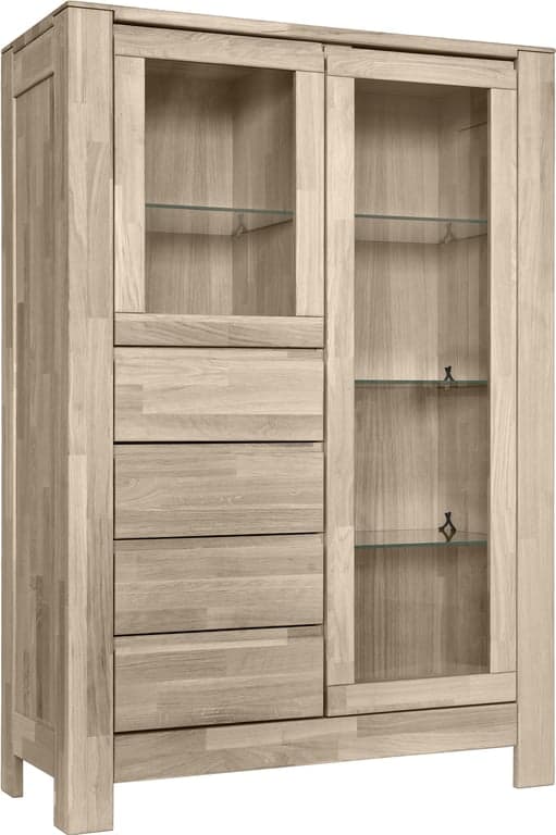 Bilde av Lugano vitrineskap (95 x 41, H 140 cm, gråoljet heltre eik)