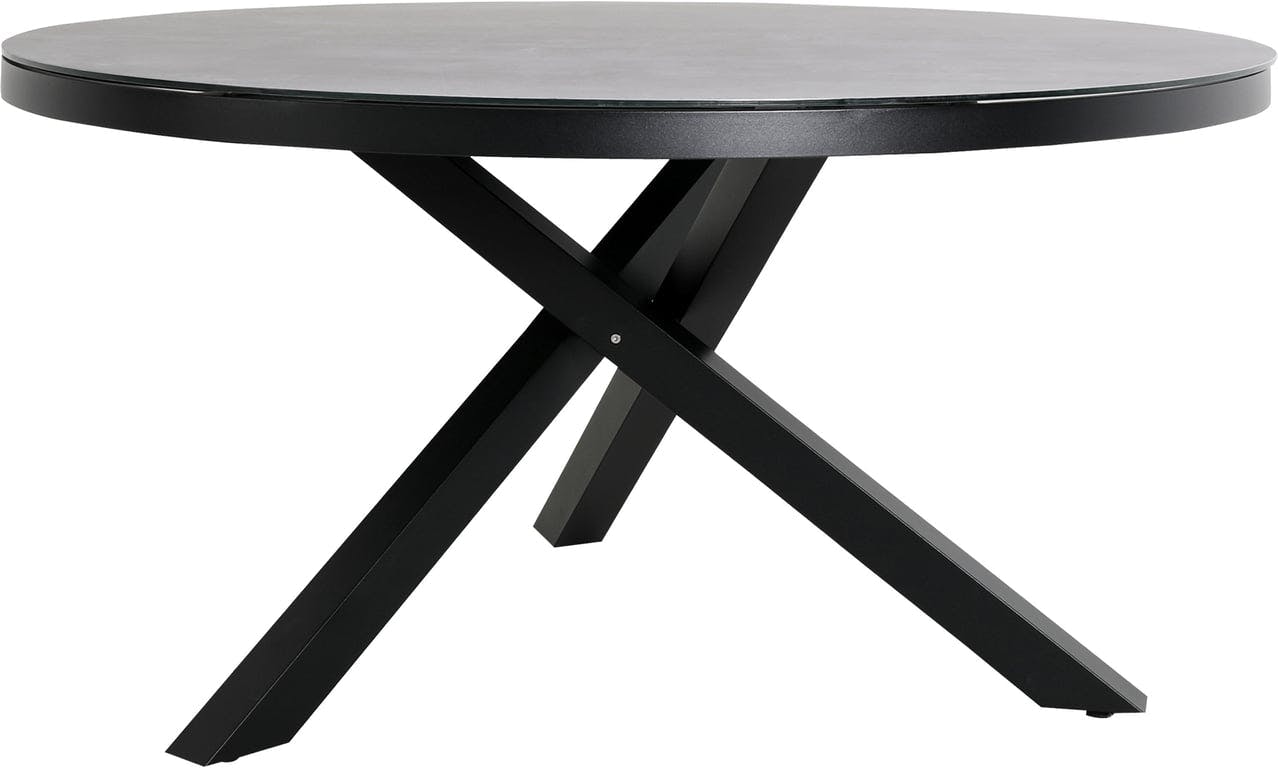 Bilde av Tulsa spisebord rundt Ø 150 cm (utendørsspisebord , i svart aluminium med porselensglass )