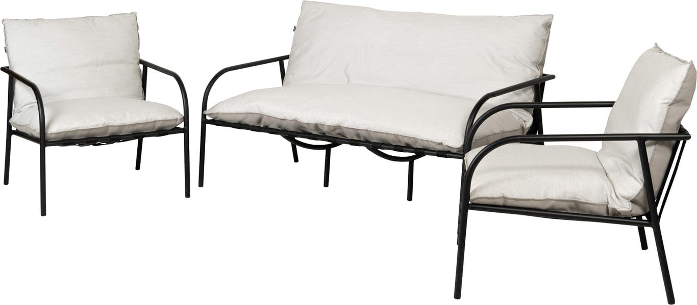 Bilde av Jeremy sofagruppe (Hagemøbler i svart aluminium. Tekstil i Sunbrella marble av hurtigtørkende skum.)