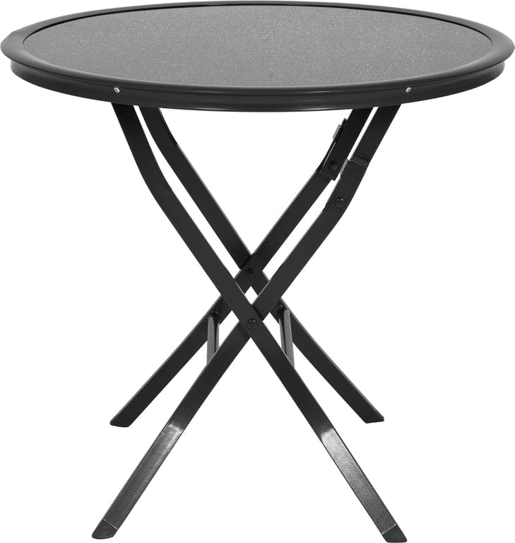 Bilde av Sinola bord rundt Ø 80, H 72 cm (Svart aluminium med topplate i herdet glass.)