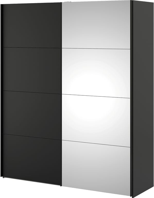 Bilde av Firenze skyvedørsgarderobe (B182 cm matt svart/speil)