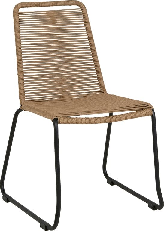 Bilde av Rope stol (Hagemøbel med svart galvanisert og pulverlakkert stål ramme og beige polyester tauflett.)