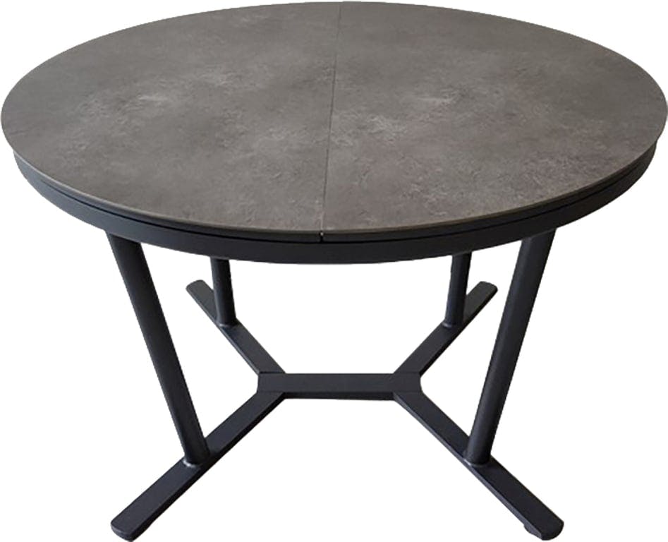 Bilde av Montero uttrekksbord (Hagebord i svart aluminiums ramme, mørk grå SPC (Stone plastic composite) bordplate. 50cm bred fastmonert ileggsplate.)