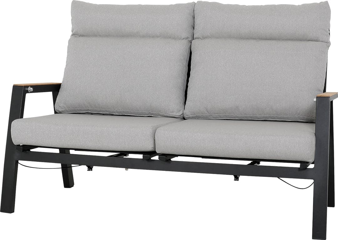 Bilde av Atlanta 2-seter sofa   (Hagemøbel med justerbar rygg, i svart ramme, sandfargede puter i Olefin )